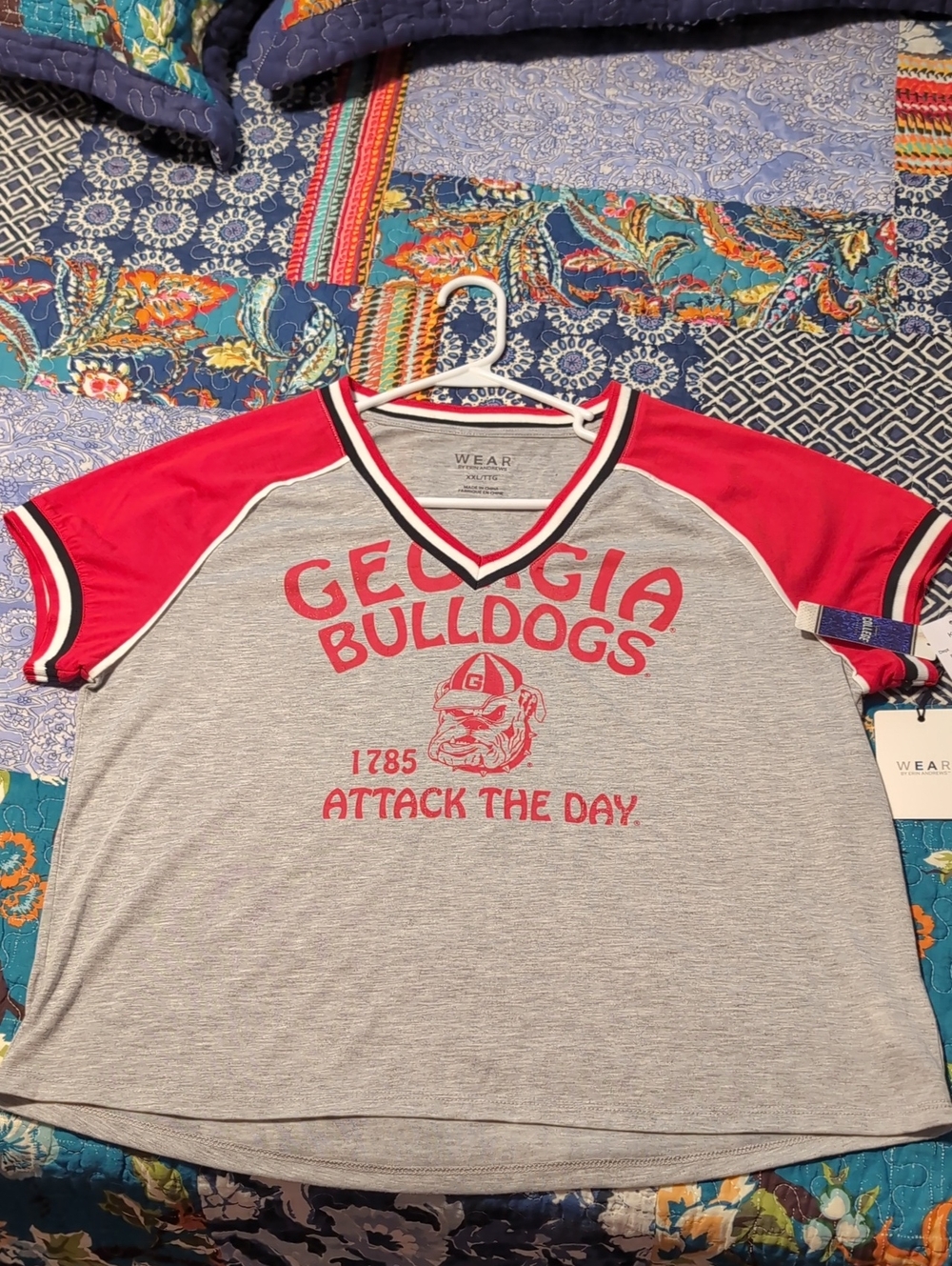 Georgia Bulldogs Women's Short Sleeve Tee - Red & Gray NWT